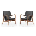Manhattan Comfort Bradley Accent Chair in Charcoal and Walnut (Set of 2) 2-AC015-CC